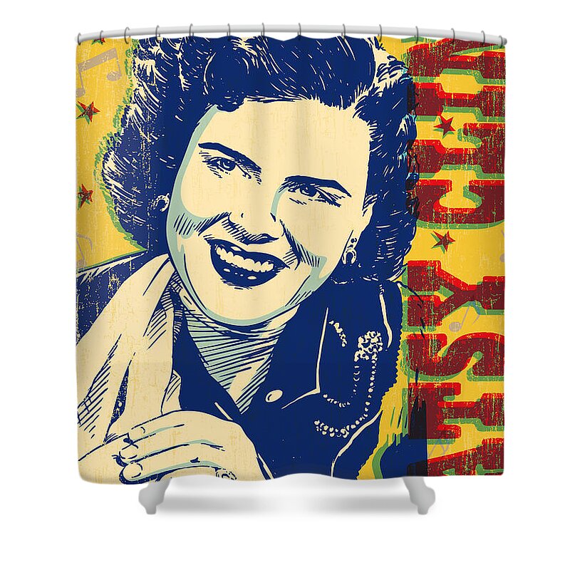 Country And Western Shower Curtain featuring the digital art Patsy Cline Pop Art by Jim Zahniser