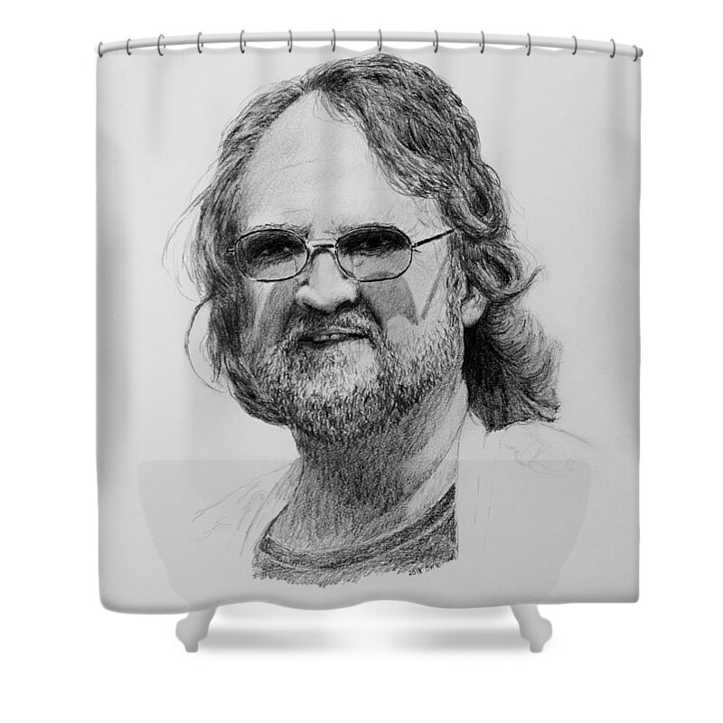 Portrait Shower Curtain featuring the drawing Paul Rebmann by Daniel Reed
