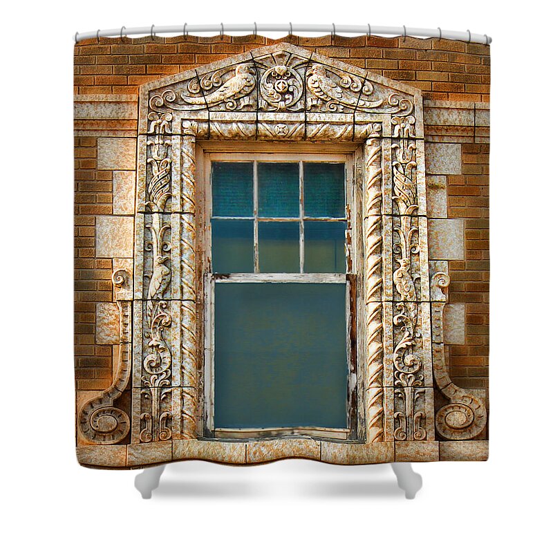 Pawnee Hotel Shower Curtain featuring the photograph Pawnee Window by Sylvia Thornton