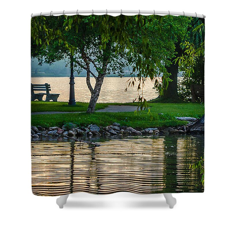 Lake Cadillac Shower Curtain featuring the photograph Peace in the Park by Rick Bartrand