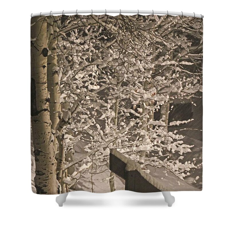 Snow Shower Curtain featuring the photograph Peaceful Blizzard by Fiona Kennard