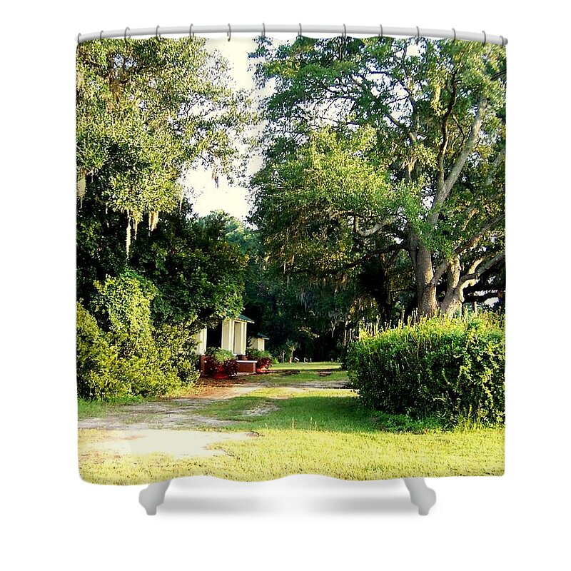 Gazebo Shower Curtain featuring the photograph Peaceful Morning by Catherine Gagne