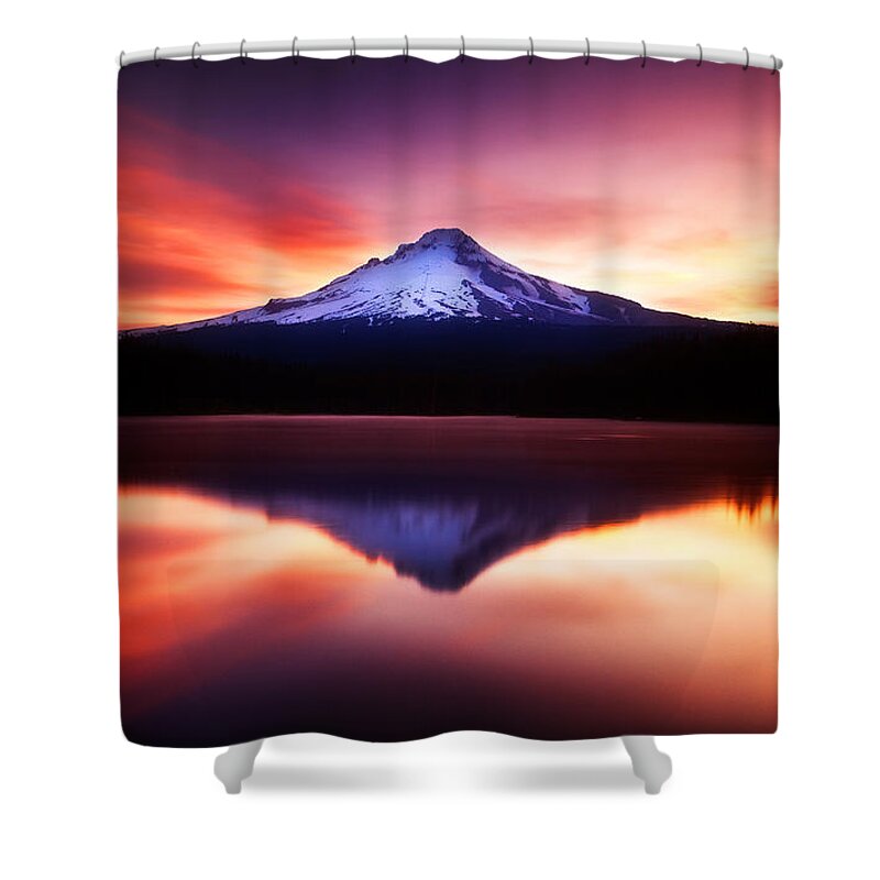 Trillium Lake Shower Curtain featuring the photograph Peaceful Morning on the Lake by Darren White
