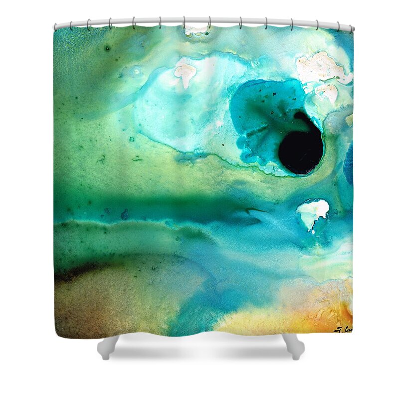 Abstract Shower Curtain featuring the painting Peaceful Understanding by Sharon Cummings