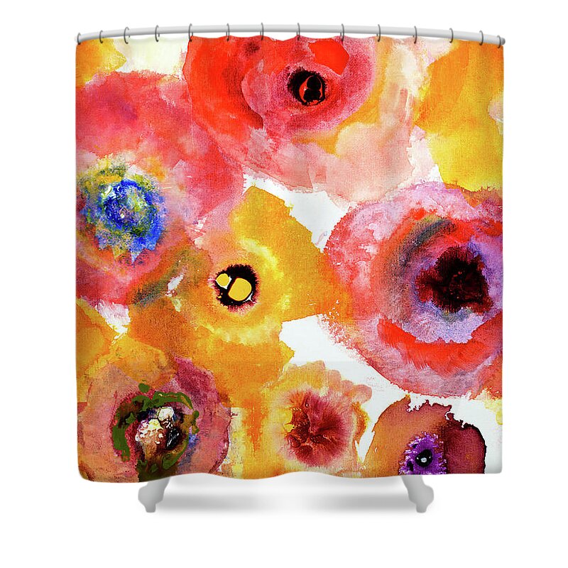 Floral Shower Curtain featuring the painting Peachy Floral by Lanie Loreth