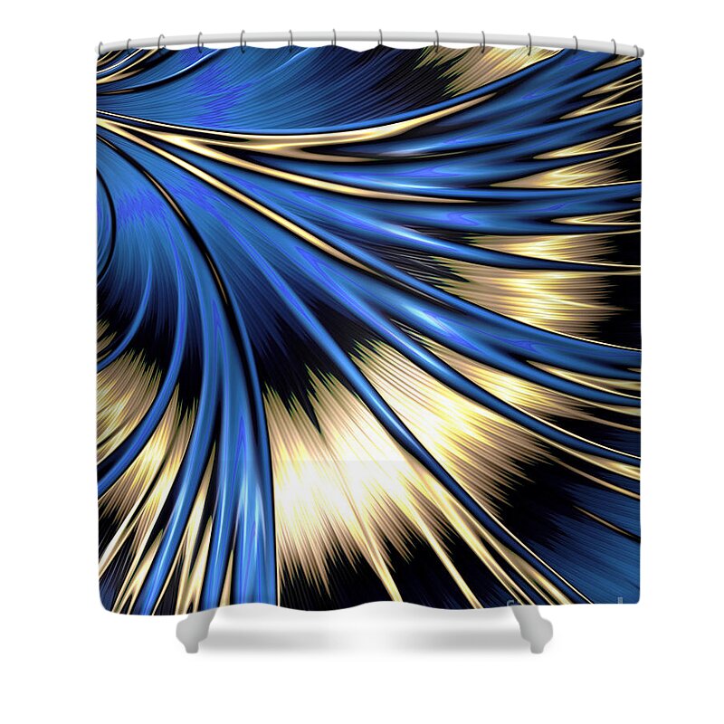 Peacock Shower Curtain featuring the digital art Peacock Tail Feather by Vix Edwards