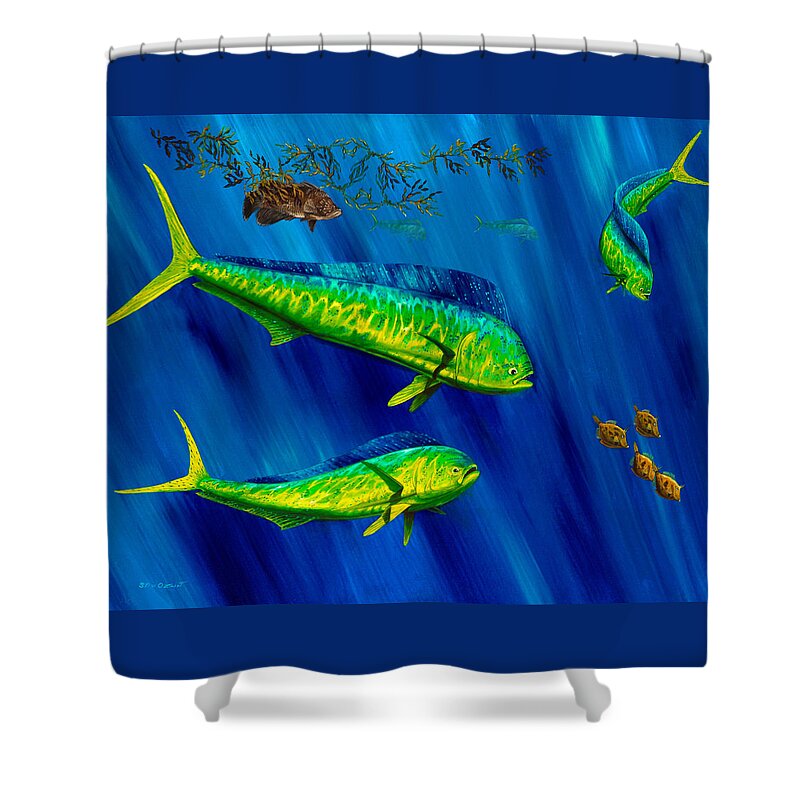 Dolphin Shower Curtain featuring the painting Peanut Gallery by Steve Ozment