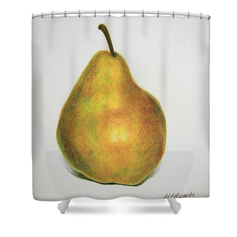 Pear Shower Curtain featuring the drawing Pear Practice by Marna Edwards Flavell