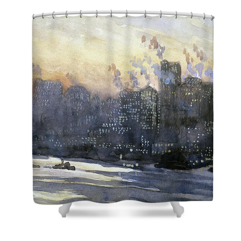 1924 Shower Curtain featuring the painting Pennell New York City, 1924 by Granger