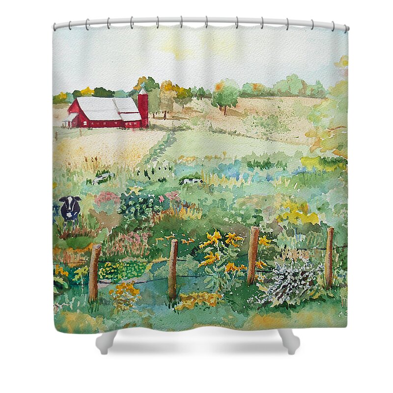 Pennsylvania Shower Curtain featuring the painting Pennsylvania Pasture by Christine Lathrop