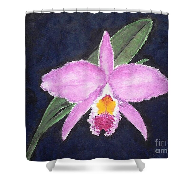 Orchid Shower Curtain featuring the painting Penny's Orchid by Denise Railey