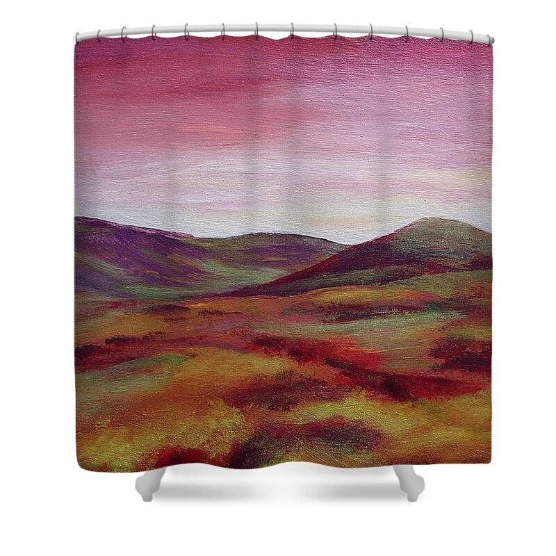Hills Shower Curtain featuring the painting Pentland Hills Scotland by Hazel Millington