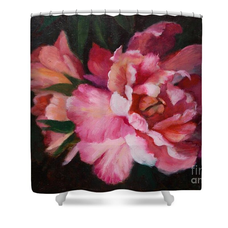 Peony Shower Curtain featuring the painting Peonies No 8 The Painting by Marlene Book