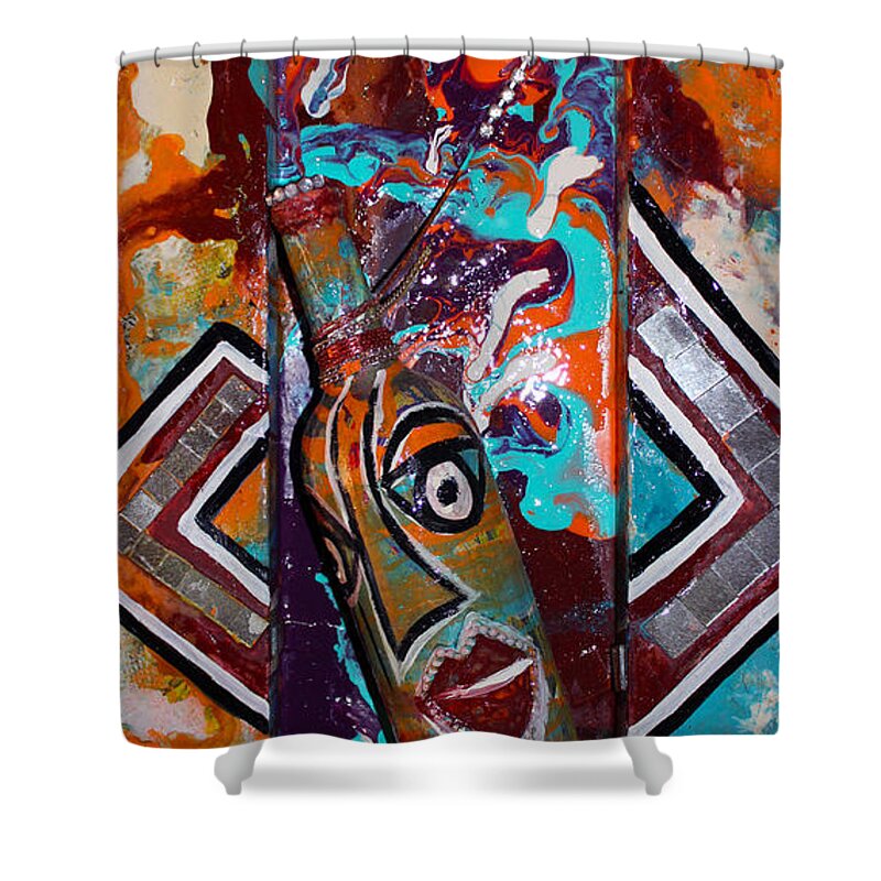 Fun Shower Curtain featuring the mixed media Perception 1 by Artista Elisabet