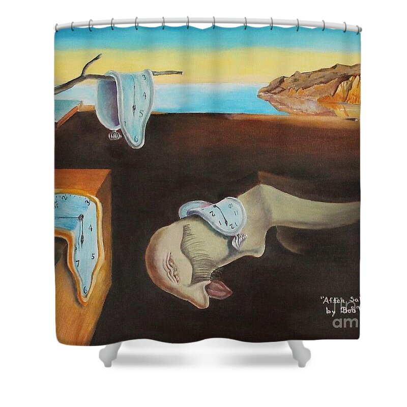 Salvador Dali Shower Curtain featuring the painting Persistence of Memory by Bob Williams