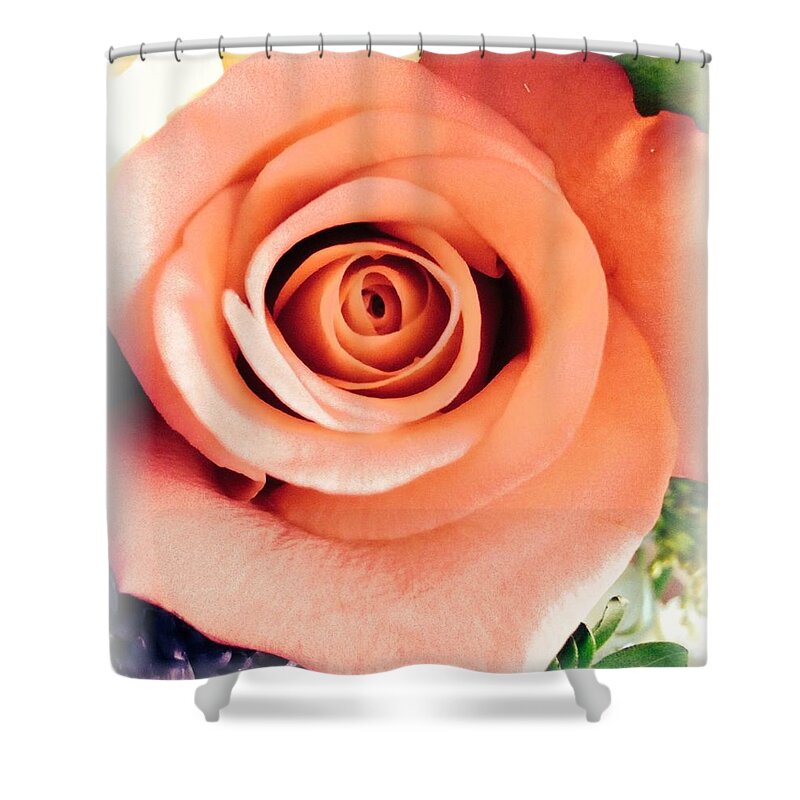 Peach Rose Shower Curtain featuring the photograph Petals of Peach by Marian Lonzetta