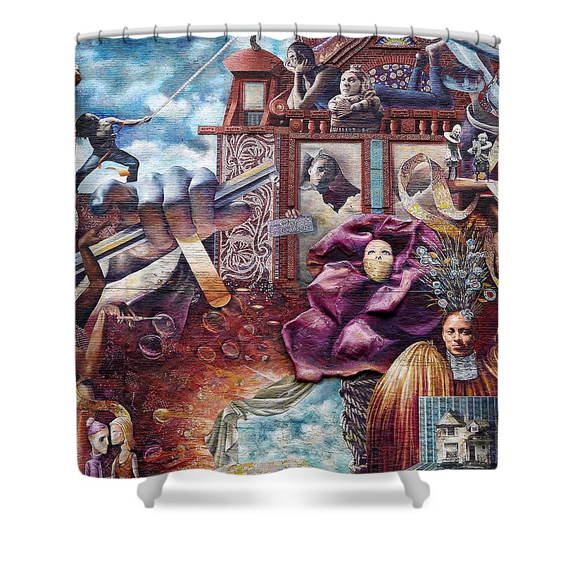Richard Reeve Shower Curtain featuring the photograph Philadelphia - Theater of Life Mural by Richard Reeve