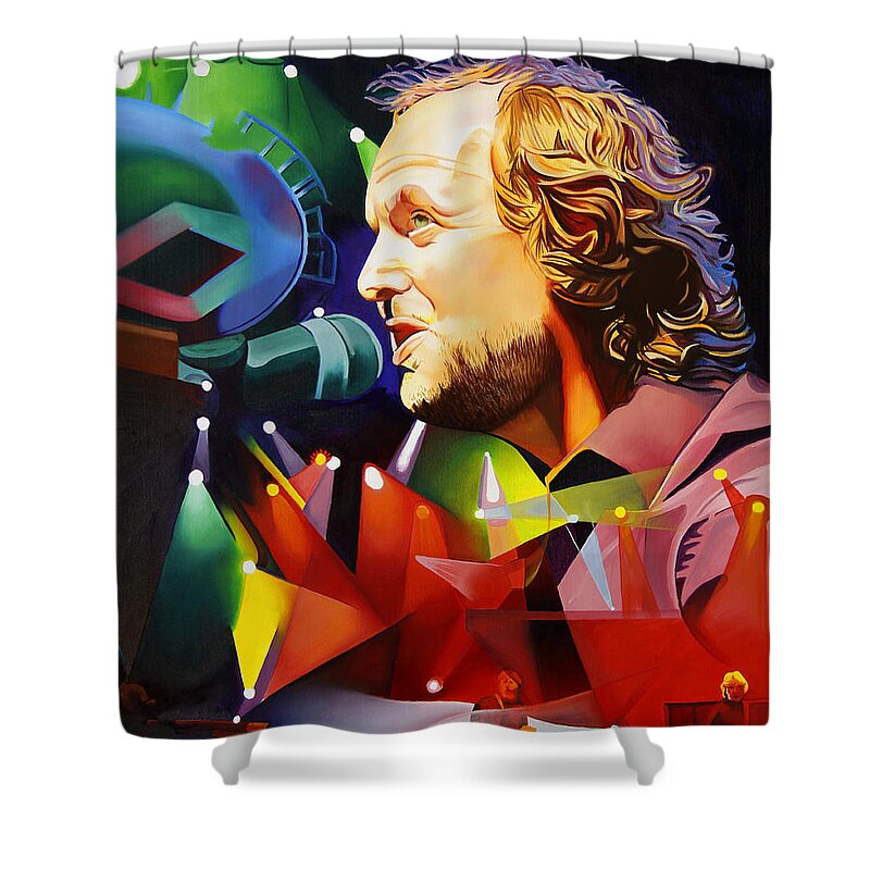 Phish Shower Curtain featuring the painting Phish Full Band McConnell by Joshua Morton