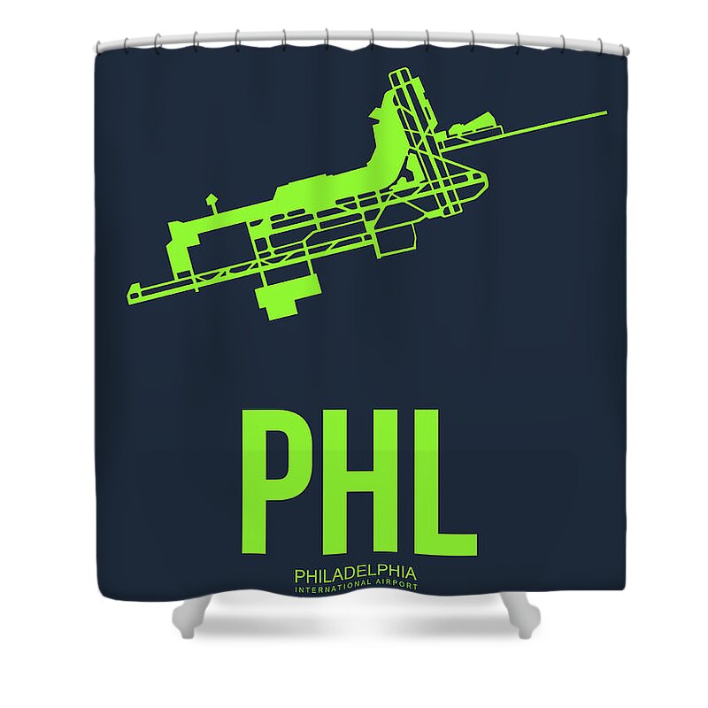 Philadelphia Shower Curtain featuring the digital art PHL Philadelphia Airport Poster 3 by Naxart Studio