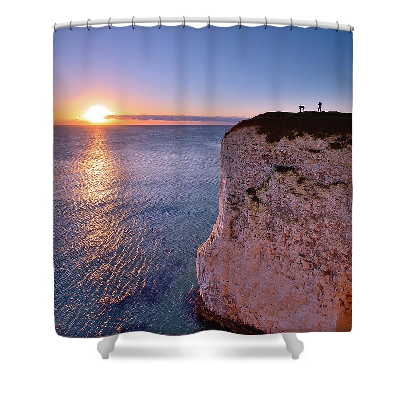 Scenics Shower Curtain featuring the photograph Photographers At Dawn. Studland Dorset by Andreas Jones