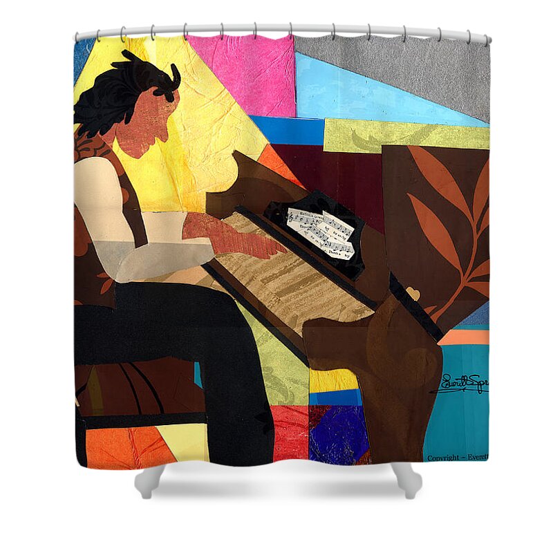 Everett Spruill Shower Curtain featuring the painting Piano Man by Everett Spruill