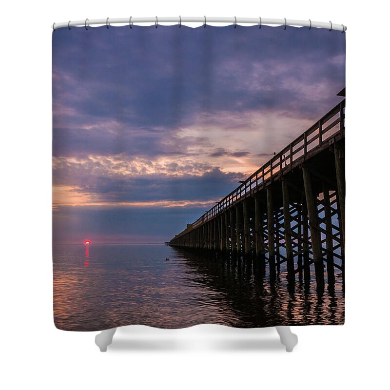 New Jersey Shower Curtain featuring the photograph Pier to the Horizon by Kristopher Schoenleber