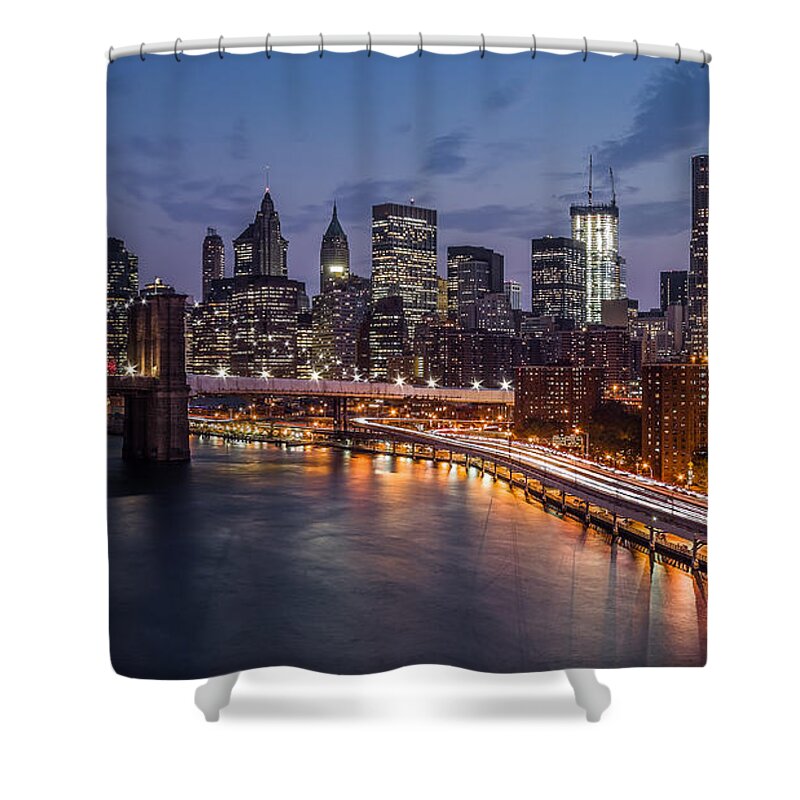 Us Shower Curtain featuring the photograph Piercing Manhattan by Mihai Andritoiu