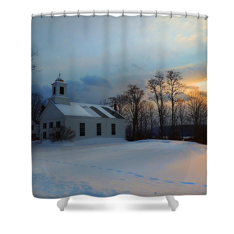 Church Shower Curtain featuring the photograph Piermont Church in Winter Light by Nancy Griswold