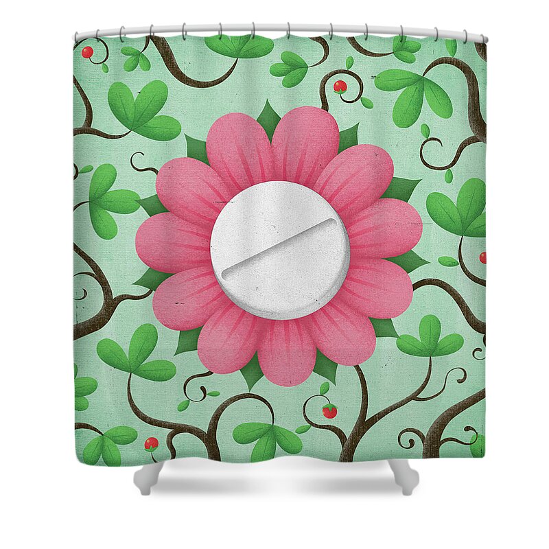 Alternative Shower Curtain featuring the photograph Pill In The Center Of A Flower by Ikon Ikon Images