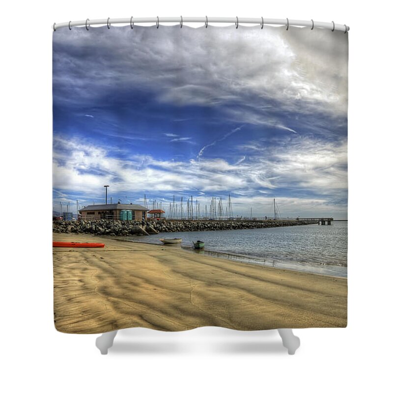 Jennifer Rondinelli Reilly Shower Curtain featuring the photograph Pillar Point Harbor Beach View - Half Moon Bay 2. by Jennifer Rondinelli Reilly - Fine Art Photography