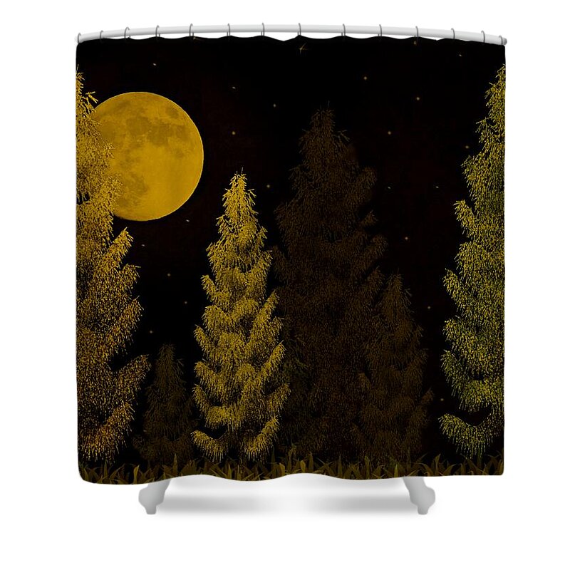 Pine Shower Curtain featuring the photograph Pine Forest Moon by David Dehner