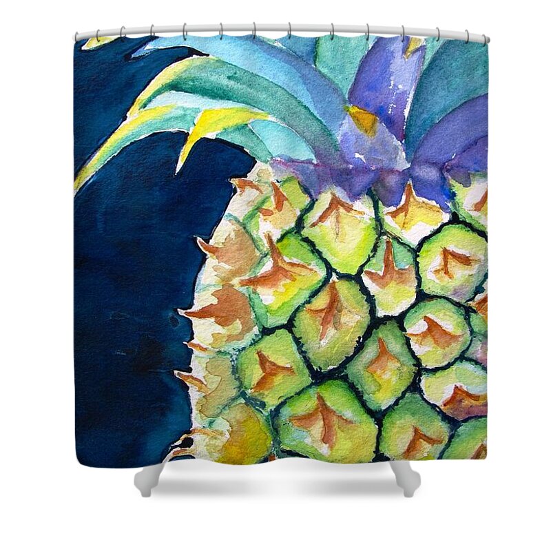 Pineapple Shower Curtain featuring the painting Pineapple by Carlin Blahnik CarlinArtWatercolor