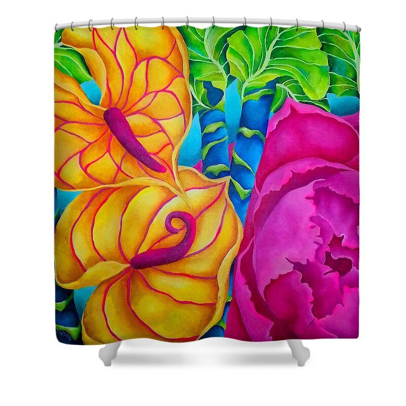 Peony Shower Curtain featuring the painting Pingk2 by Elizabeth Elequin