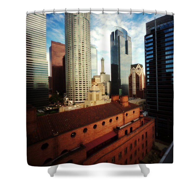 Pinhole Shower Curtain featuring the photograph Pinhole Los Angeles Cityscape by Hugh Smith