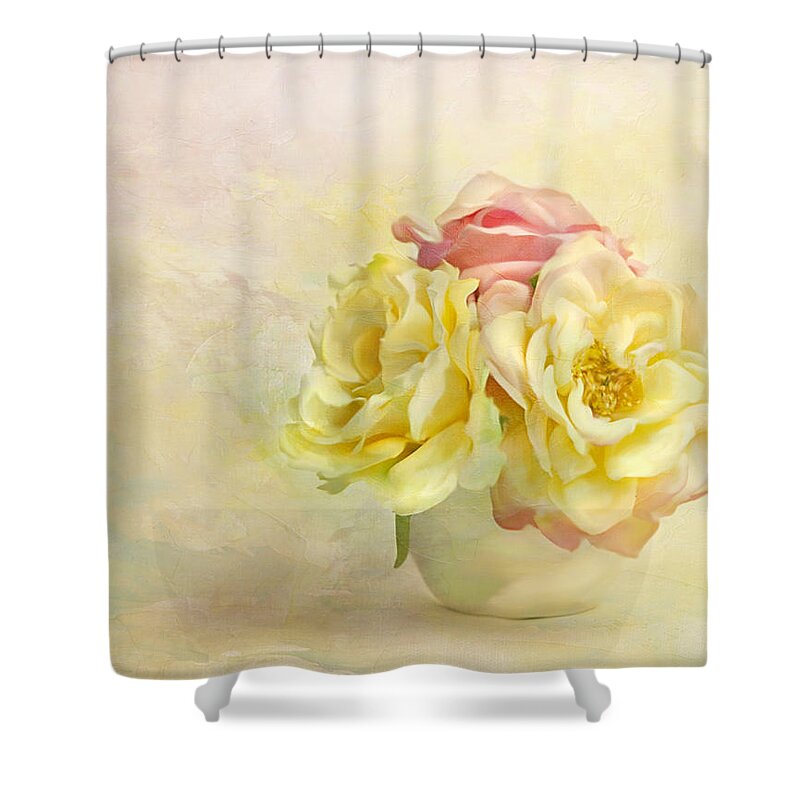 Floral Shower Curtain featuring the photograph Pink And Yellow Roses by Theresa Tahara