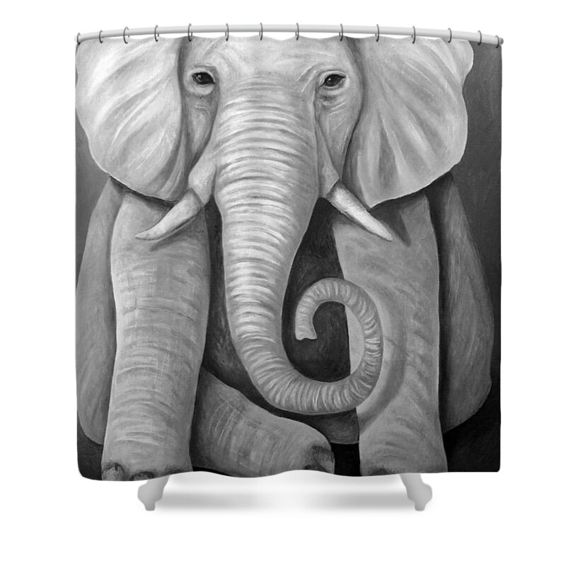 Elephant Shower Curtain featuring the painting Pink Elephant edit 4 by Leah Saulnier The Painting Maniac