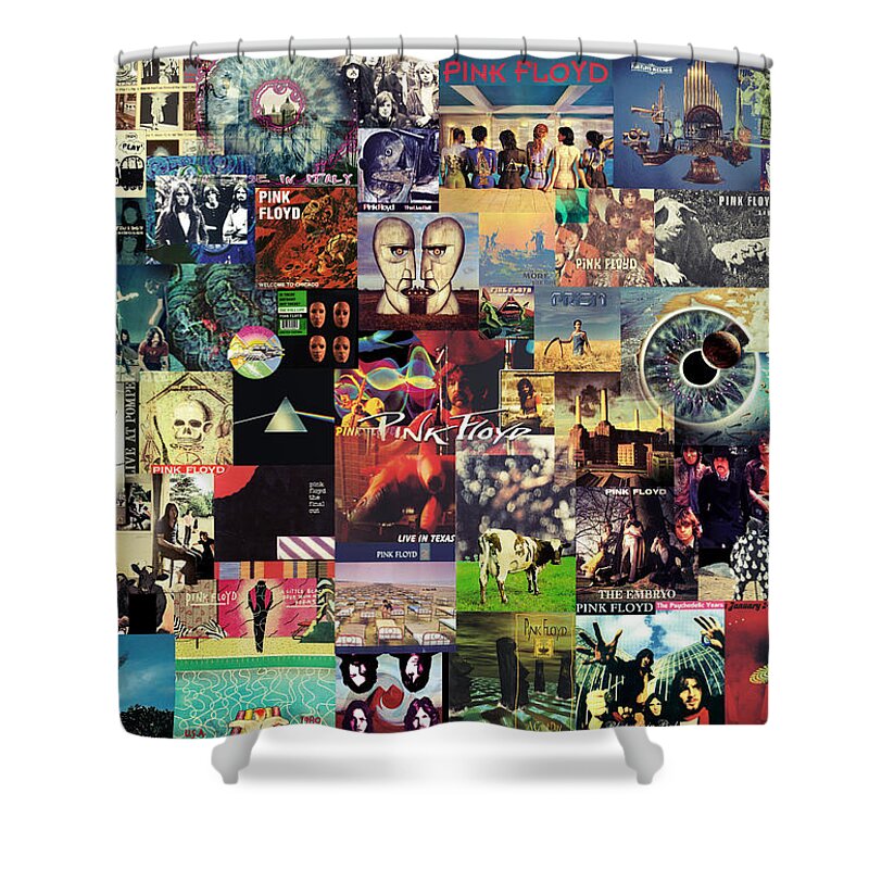 Pink Floyd Shower Curtain featuring the digital art Pink Floyd Collage II by Zapista OU