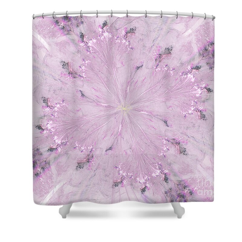Fractal Shower Curtain featuring the digital art Pink Hibiscus by Victoria Harrington