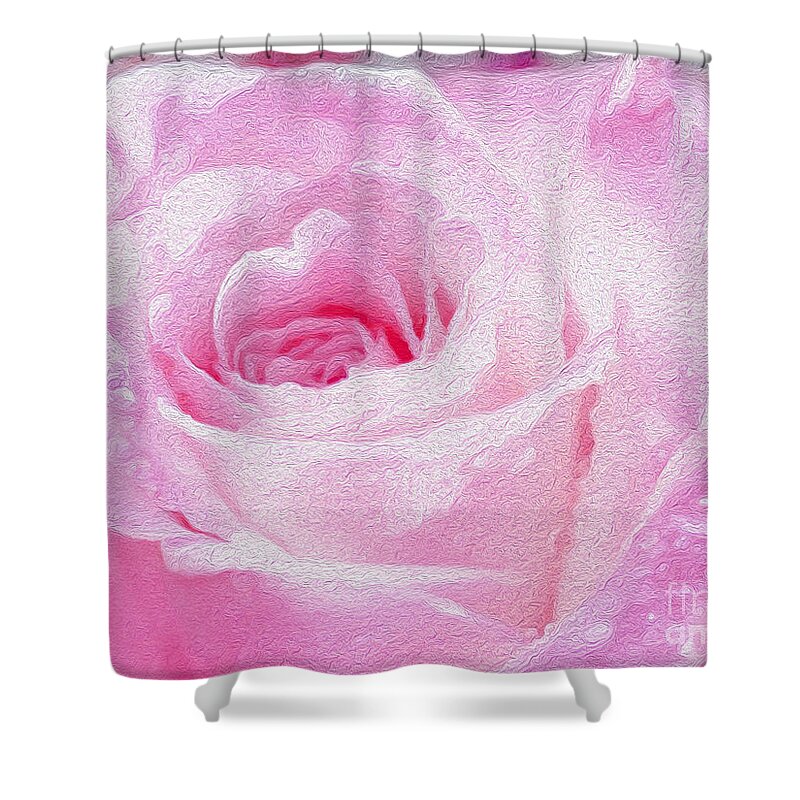 Pink Rose Shower Curtain featuring the mixed media Pink Rose by Jon Neidert