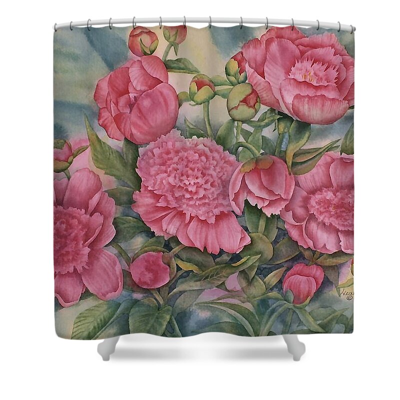 Pink Splendour Shower Curtain featuring the painting Pink Splendor by Heather Gallup