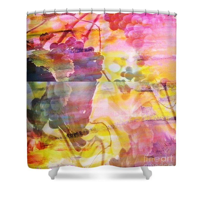 Wine Shower Curtain featuring the painting Pink Vineyard Plumps by PainterArtist FIN