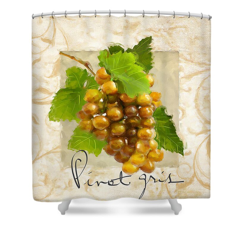 Wine Shower Curtain featuring the painting Pinot Gris by Lourry Legarde