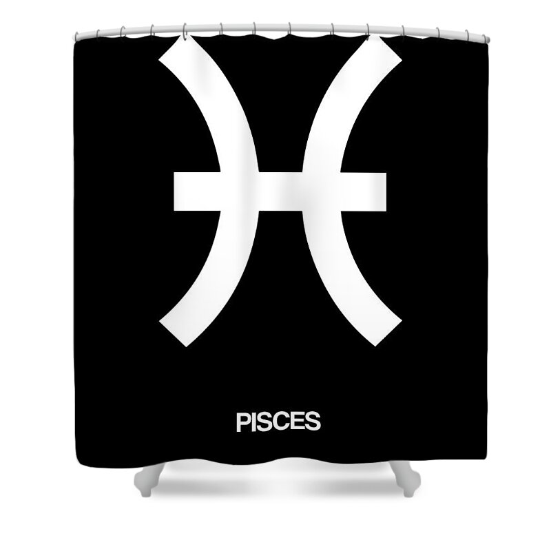 Pisces Shower Curtain featuring the digital art Pisces Zodiac Sign White and Black by Naxart Studio