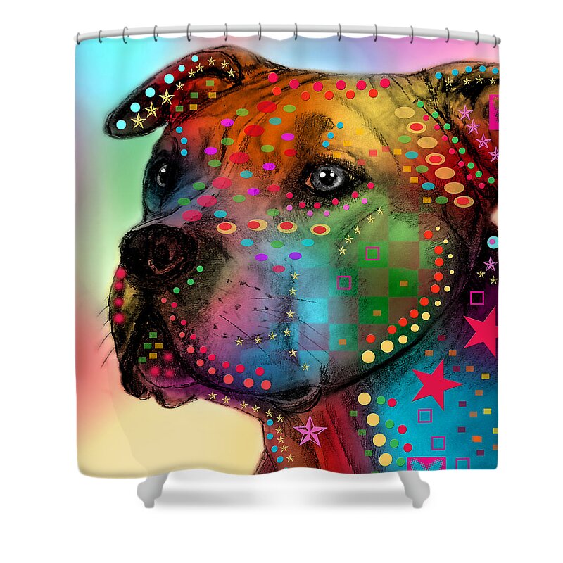 Pop Art Shower Curtain featuring the painting Pit Bull by Mark Ashkenazi