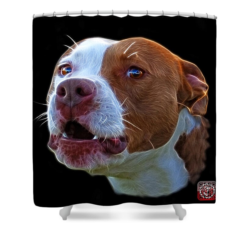 Dog Art Shower Curtain featuring the mixed media Pitbull 7769 - Bb - Fractal Dog Art by James Ahn