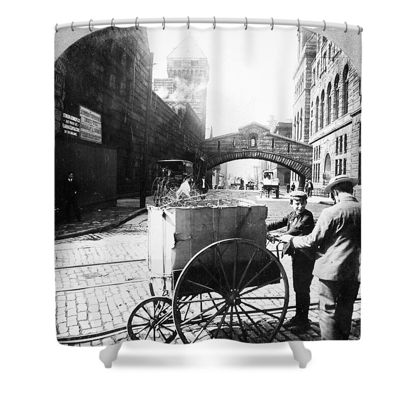 1890 Shower Curtain featuring the photograph Pittsburgh Peddler, 1900 by Granger
