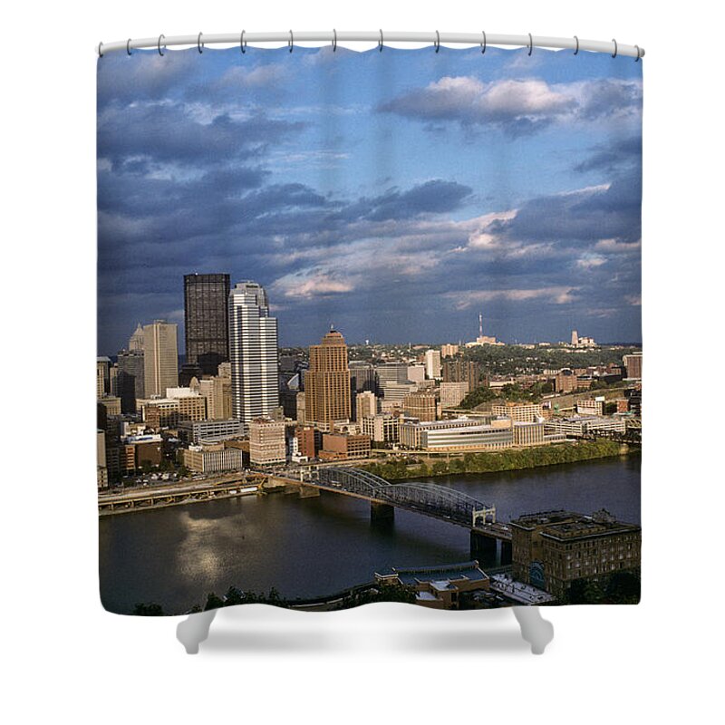 Architecture Shower Curtain featuring the photograph Pittsburgh Skyline at Dusk by Jeff Goulden