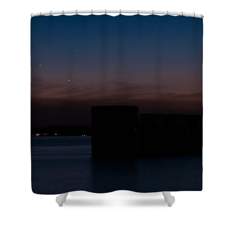 Conjunction Shower Curtain featuring the photograph Planetary Conjunction of Mercury Venus and Jupiter by Charles Hite