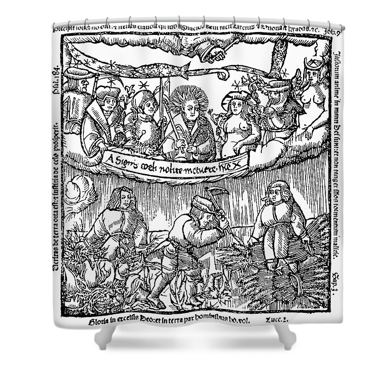1524 Shower Curtain featuring the painting Planets And Farmers, 1524 by Granger