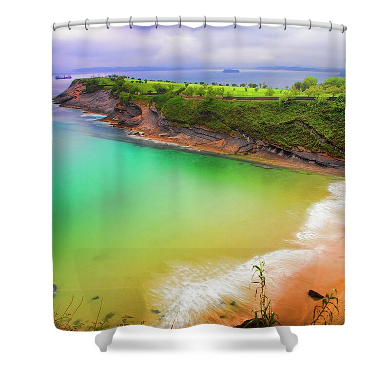 Tranquility Shower Curtain featuring the photograph Playa De Mataleñas by David Díez Barrio